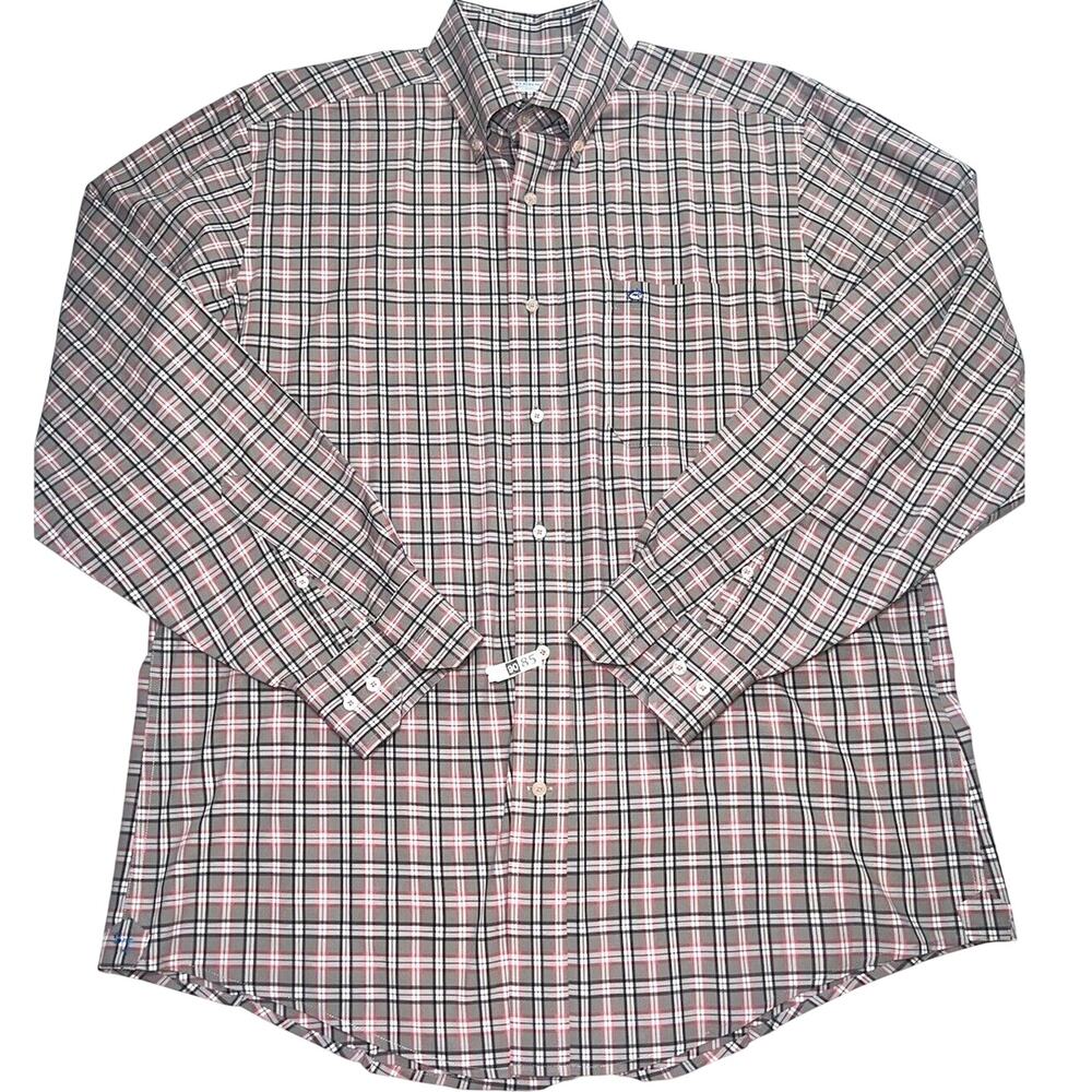 Southern Tide Shirt Men's Size M Brown Plaid Classic Fit Long Sleeve Button Logo